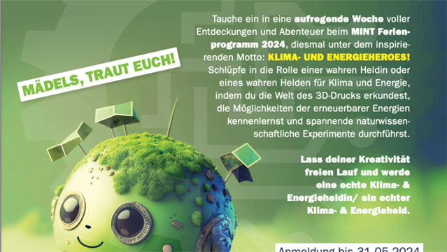 Flyer zum Ferienprogramm "Klima und Energieheroes"